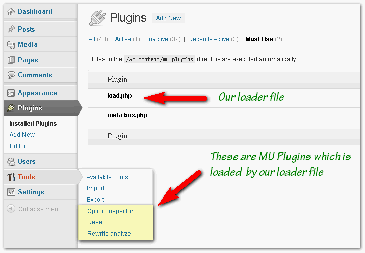 Loaded MU Plugins